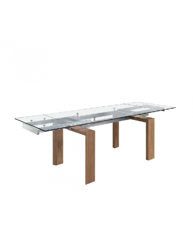 Table à manger extensible en verre trempé et bois de noyer modèle 1007 Angel Cerdá Venez acheter