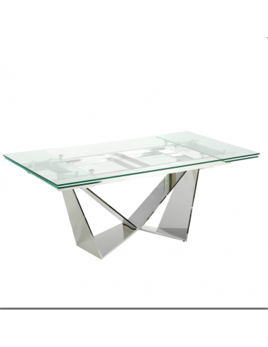 Table à manger extensible en verre trempée et acier chromé Angel Cerda chez Cornerstreet bien 