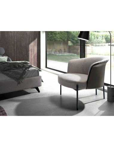 Fauteuil en tissu gris et croûte de cuir gris foncé modèle 5109 Angel Cerdá sur le site 