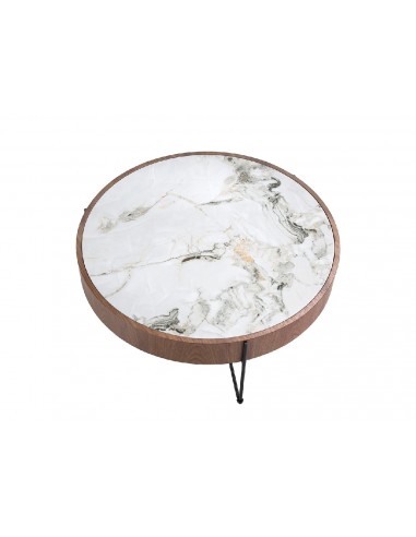 Table basse ronde en marbre porcelaine, noyer et acier noir 2138 Angel Cerdá vente chaude votre 