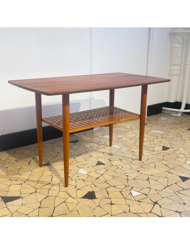 Table basse scandinave bois tressé Fin de série