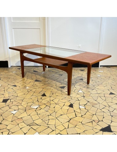 Table basse Gplan teck & verre soldes