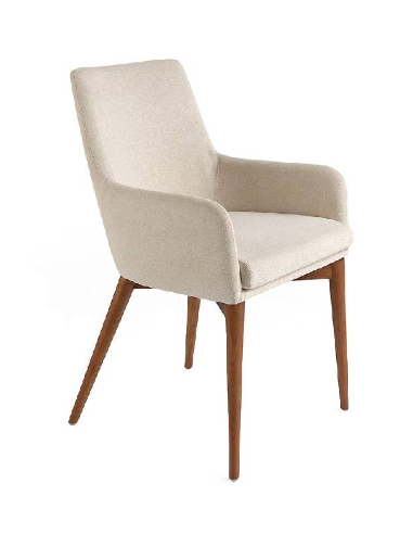 Chaise rembourrée en tissu beige structure couleur noyer Angel Cerda livraison gratuite